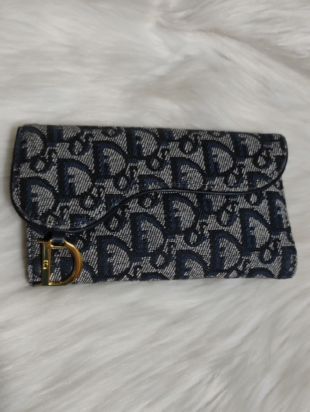 Christian Dior Navy Monogram Canvas Saddle Wallet W/Card - Picture 3 of 16